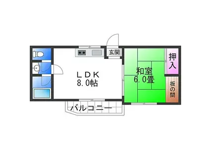 タウンハウス本田(1LDK/7階)の間取り写真