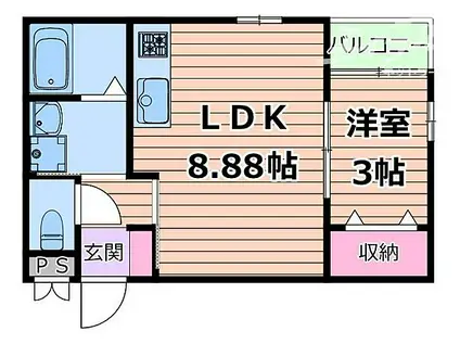 レーヴ茨木元町(1LDK/1階)の間取り写真