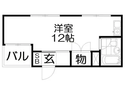 京阪本線 香里園駅 徒歩4分 4階建 築36年(ワンルーム/1階)の間取り写真