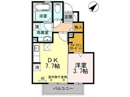 コンフォート(1DK/1階)の間取り写真