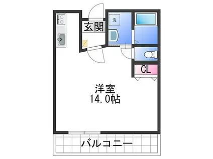 ASAビルズ吉田II(ワンルーム/3階)の間取り写真