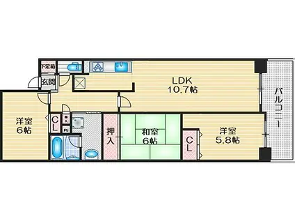 スカール江坂(3LDK/3階)の間取り写真