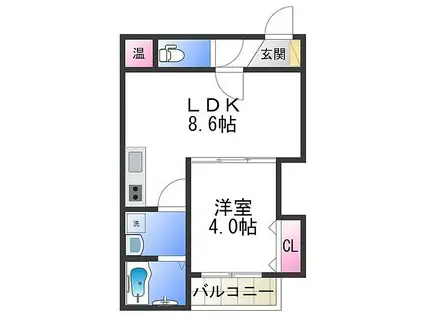 KEIコート(1LDK/1階)の間取り写真
