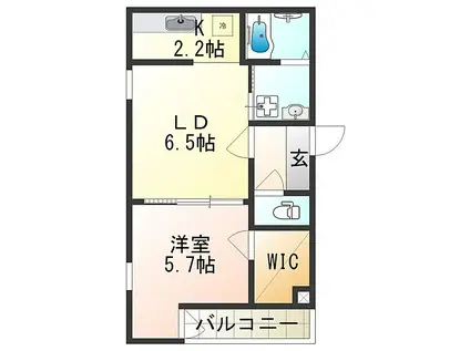 フジパレス住吉(1LDK/3階)の間取り写真