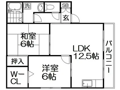 吉川ハイツ(2LDK/2階)の間取り写真