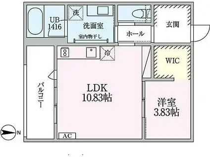 ウェルネストルーム ソポ(1LDK/3階)の間取り写真