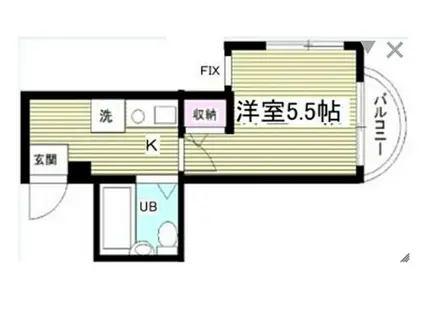 サンシティー稲田堤第5(1K/1階)の間取り写真