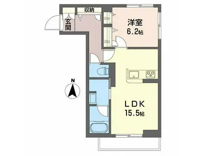 プレミアム虎丸(1LDK/1階)の間取り写真