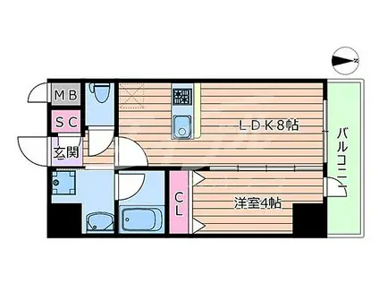 エステムコート大阪福島ルアーナ(1DK/12階)の間取り写真