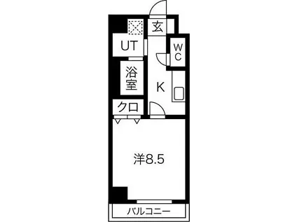 グランメールコート永田町(1K/1階)の間取り写真