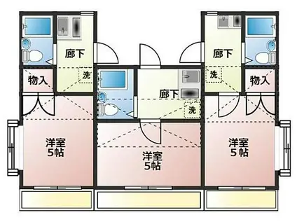 東武東上線 若葉駅 徒歩12分 2階建 築37年(1K/1階)の間取り写真