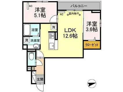 プラム清新一丁目(2LDK/3階)の間取り写真