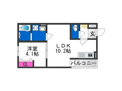 カーサ平野(1LDK/1階)の間取り写真