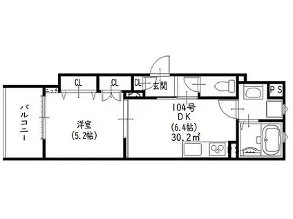 JR片町線(学研都市線) 忍ケ丘駅 徒歩6分 3階建 築1年(1DK/1階)の間取り写真