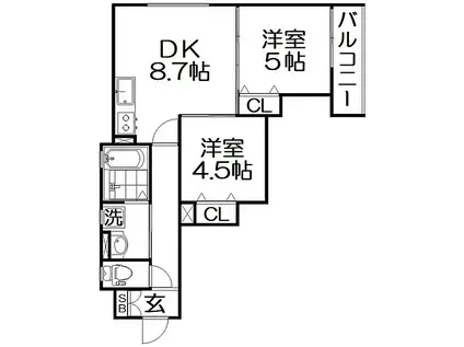 ピレーネ明和(2DK/1階)の間取り写真