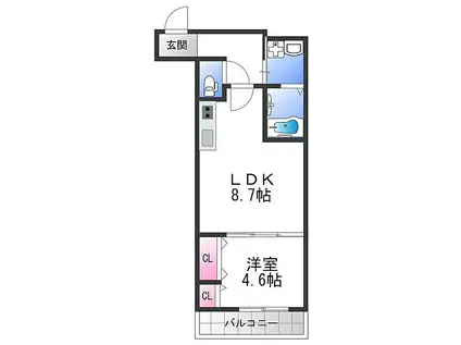 フジパレス高井田II番館(1LDK/2階)の間取り写真