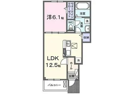 JR相模線 下溝駅 徒歩15分 2階建 新築(1LDK/1階)の間取り写真