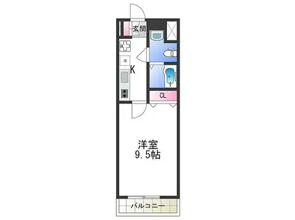 JINO平野(1K/3階)の間取り写真