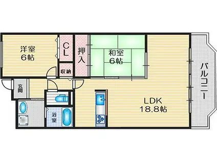 ウィステリア千里(2LDK/3階)の間取り写真