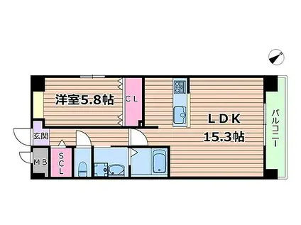 アリビオ福島(1LDK/1階)の間取り写真