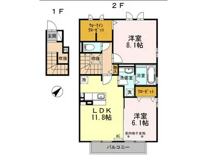 伊豆箱根鉄道駿豆線 田京駅 徒歩12分 2階建 築10年(2LDK/2階)の間取り写真