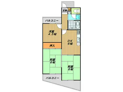 ワコーハイツ西神戸(3DK/1階)の間取り写真