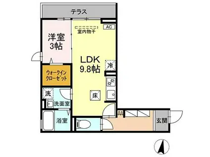 JR横浜線 古淵駅 徒歩6分 3階建 築1年(1LDK/3階)の間取り写真