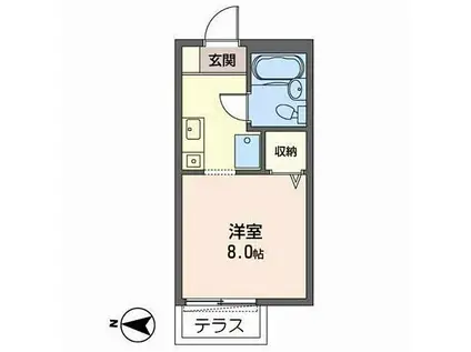 エクセルコート甲東園(ワンルーム/1階)の間取り写真