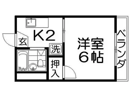 奥田ハイツ(1K/2階)の間取り写真