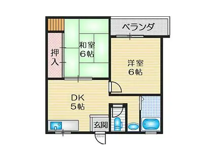 江坂ビル(2DK/2階)の間取り写真