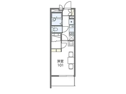 レオパレスかいと(1K/1階)の間取り写真