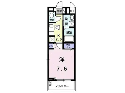 スローン・スクエア(1K/2階)の間取り写真