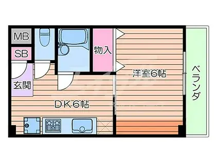 第10関根マンション(1DK/4階)の間取り写真