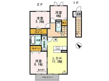 JR身延線 西富士宮駅 徒歩20分 2階建 築12年(3LDK/2階)の間取り写真