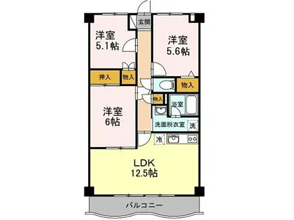 伊豆箱根鉄道駿豆線 大場駅 徒歩12分 4階建 築25年(3LDK/3階)の間取り写真