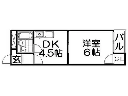 スカイハイツ香里(1DK/3階)の間取り写真