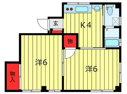 東京メトロ日比谷線 三ノ輪駅 徒歩9分 4階建 築45年(2K/2階)の間取り写真