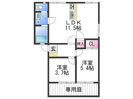 JR和歌山線 岩出駅 徒歩5分 2階建 築30年(2LDK/1階)の間取り写真