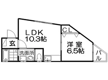 リベルテ郡津(1LDK/3階)の間取り写真