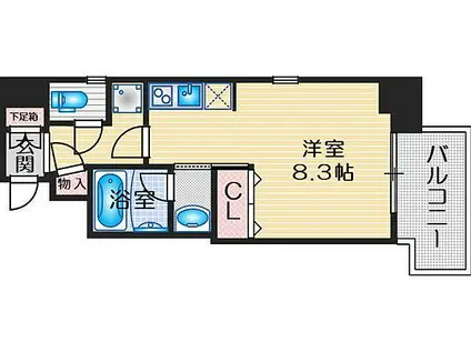 ファーストステージ江坂広芝町II(ワンルーム/9階)の間取り写真
