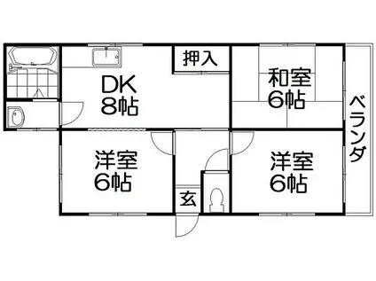 サンコーポ渚ビル(3DK/2階)の間取り写真