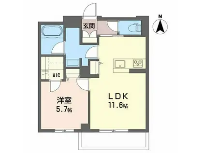プレミアム虎丸(1LDK/1階)の間取り写真