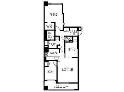 プレジオ芦屋(3LDK/2階)の間取り写真