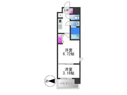 スプランディッド荒本駅前DUE(2K/15階)の間取り写真