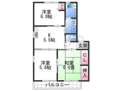 シャーメゾン打田(3K/2階)の間取り写真