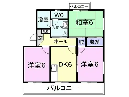 JR東海道本線 富士駅 徒歩22分 3階建 築32年(3DK/3階)の間取り写真