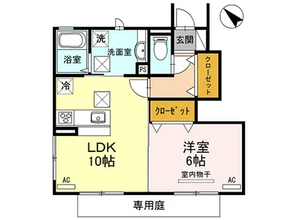 JR阪和線 紀伊中ノ島駅 徒歩14分 3階建 築7年(1LDK/1階)の間取り写真
