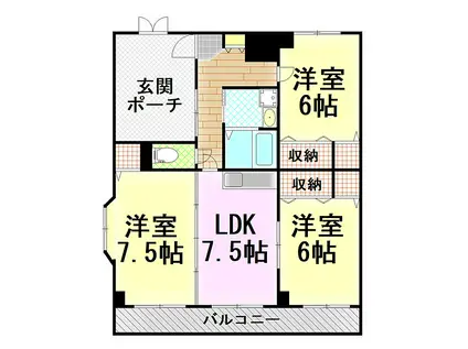 JR東海道本線 三島駅 バス乗車時間：22分 食遊市場バス停で下車 徒歩3分 6階建 築23年(3DK/5階)の間取り写真