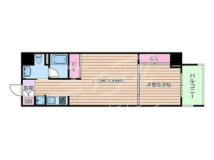 URESIDENCE TEMMABASHI(1LDK/11階)の間取り写真