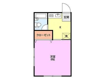 JR越後線 新潟駅 徒歩17分 2階建 築36年(1K/2階)の間取り写真